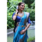 Generic Women's Faux_Tussar_Silk Printed Saree With Unstitched Blouse 5.5Mtr (Teal) - Image 3