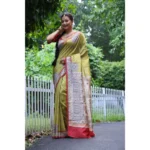 Generic Women's Faux_Tussar_Silk Printed Saree With Unstitched Blouse 5.5Mtr (Mustard) - Image 2