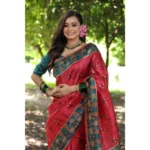 Generic Women's Faux_Tussar_Silk Printed Saree With Unstitched Blouse 5.5Mtr (Red) - Image 3