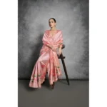 Generic Women's Cotton Printed Saree With Unstitched Blouse 5.5 Mtr (Peach) - Image 3