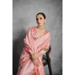 Generic Women's Cotton Printed Saree With Unstitched Blouse 5.5 Mtr (Peach) - Image 2