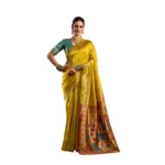 Generic Women's Silk Blend Woven Saree With Unstitched Blouse 5.5 Mtr (Mustard)