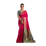 Generic Women's Silk Blend Woven Saree With Unstitched Blouse 5.5 Mtr (Pink)