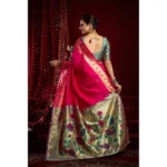 Generic Women's Silk Blend Woven Saree With Unstitched Blouse 5.5 Mtr (Pink) - Image 3