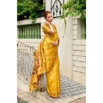 Generic Women's Silk Blend Woven Saree With Unstitched Blouse 5.5 Mtr (Mustard) - Image 2