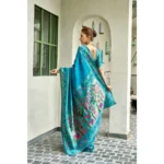 Generic Women's Silk Blend Woven Saree With Unstitched Blouse 5.5 Mtr (Turquoise) - Image 3