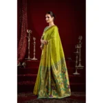Generic Women's Silk Blend Woven Saree With Unstitched Blouse 5.5 Mtr (Light_Green) - Image 3