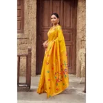 Generic Women's Silk Blend Woven Saree With Unstitched Blouse 5.5 Mtr (Mustard) - Image 4