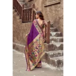 Generic Women's Silk Blend Woven Saree With Unstitched Blouse 5.5 Mtr (Purple) - Image 3