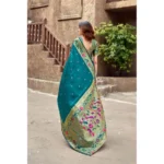 Generic Women's Silk Blend Woven Saree With Unstitched Blouse 5.5 Mtr (Teal) - Image 2