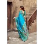 Generic Women's Silk Blend Woven Saree With Unstitched Blouse 5.5 Mtr (Aqua_Blue) - Image 2