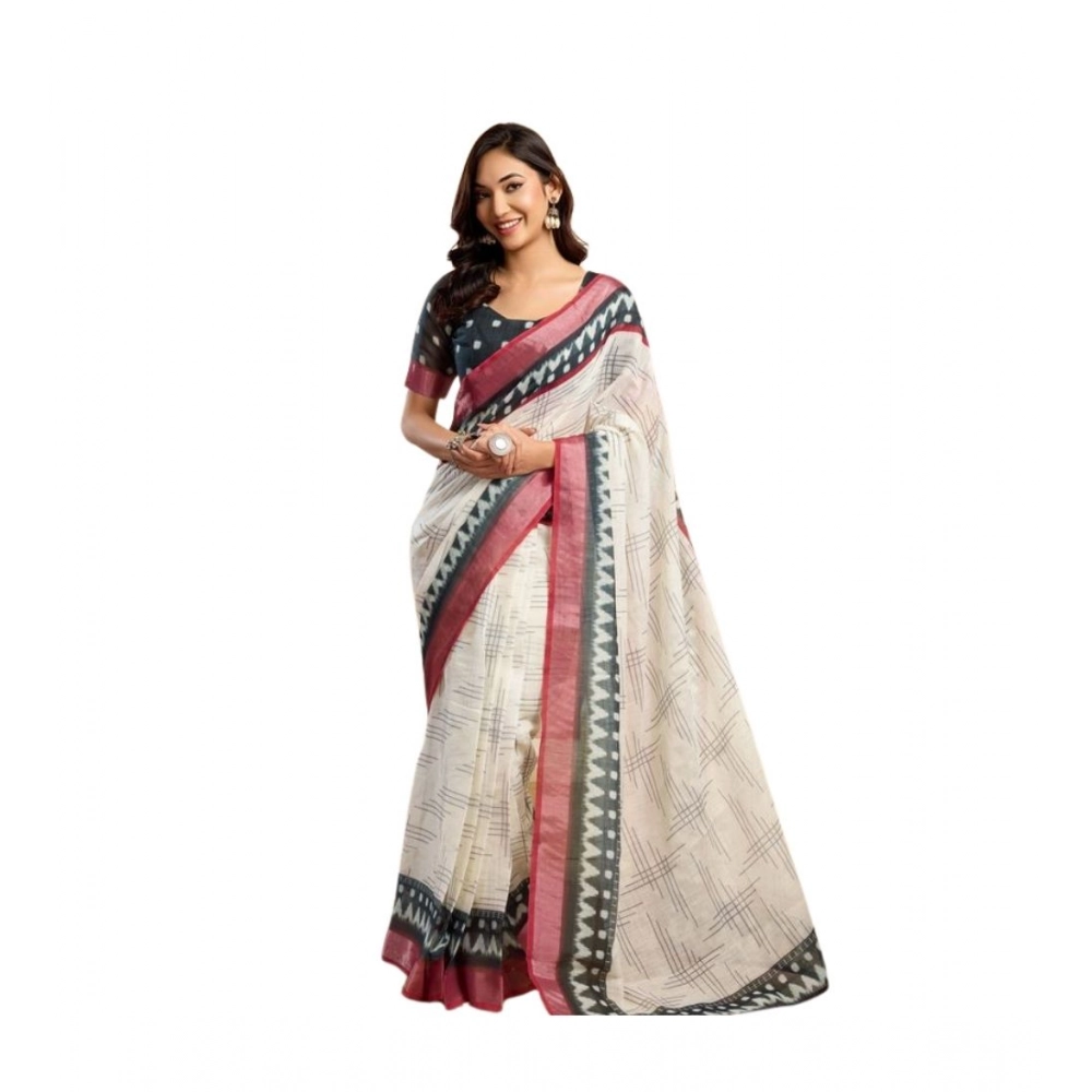 PID-64471-Women-s-Faux-Linen-Printed-Ready-To-Wear-Saree-With-Unstitched-Blouse-5-5-Mtr-Off-White-1000x1000-1.webp Generic Women's Linen Cotton Printed Ready To Wear Saree With Unstitched Blouse 5.5 Mtr (Off_White) - Image 1