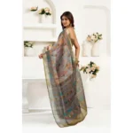 Generic Women's Linen Cotton Printed Ready To Wear Saree With Unstitched Blouse 5.5 Mtr (Multicolor) - Image 3