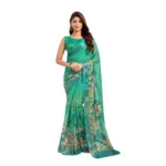 Generic Women's Linen Cotton Printed Ready To Wear Saree With Unstitched Blouse 5.5 Mtr (Green)