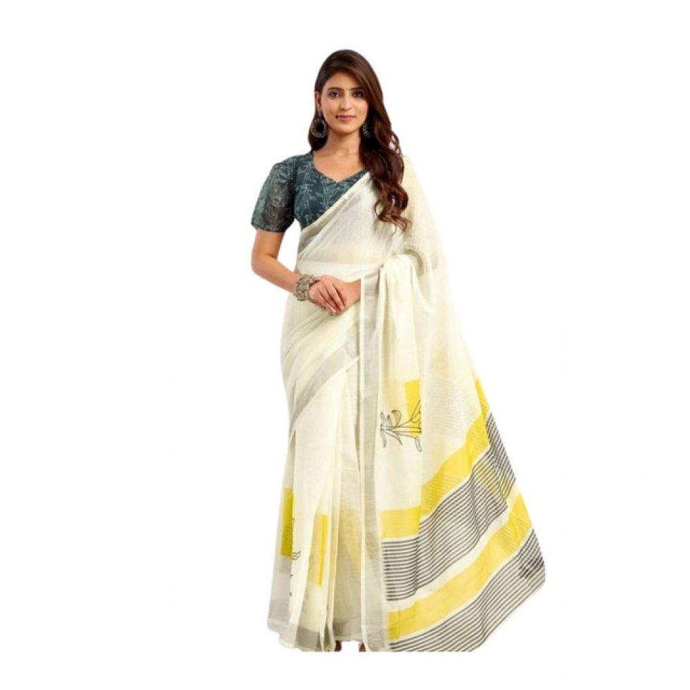 PID-64494-Women-s-Faux-Linen-Printed-Ready-To-Wear-Saree-With-Unstitched-Blouse-5-5-Mtr-Off-White-1000x1000-1.webp Generic Women's Linen Cotton Printed Ready To Wear Saree With Unstitched Blouse 5.5 Mtr (Off_White) - Image 1