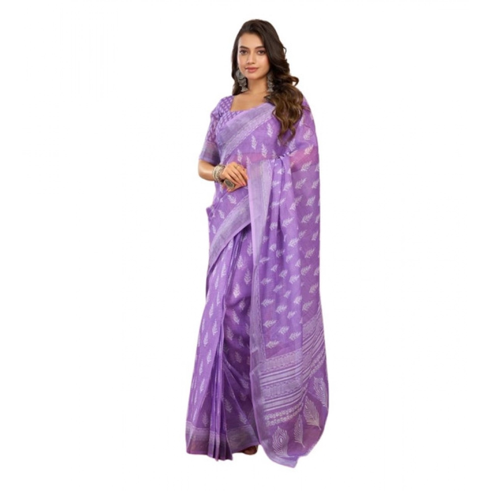 PID-64500-Women-s-Faux-Linen-Printed-Ready-To-Wear-Saree-With-Unstitched-Blouse-5-5-Mtr-Lavender-1000x1000-1.webp Generic Women's Linen Cotton Printed Ready To Wear Saree With Unstitched Blouse 5.5 Mtr (Lavender) - Image 1