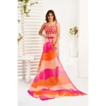 Generic Women's Linen Cotton Printed Ready To Wear Saree With Unstitched Blouse 5.5 Mtr (Multicolor) - Image 2