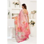 Generic Women's Linen Cotton Printed Ready To Wear Saree With Unstitched Blouse 5.5 Mtr (Light_Peach) - Image 4