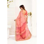 Generic Women's Linen Cotton Printed Ready To Wear With Pocket Saree With Unstitched Blouse 5.5 Mtr (Peach) - Image 4