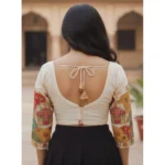 Generic Women's Cambric Cotton Round Neck Padded Blouse (White, 38 Ready Size (Self-Alterable 36–40) - Image 3