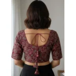 Generic Women's Ajrakh Cotton Round Neck Padded Blouse (Purple, 38 Ready Size (Self-Alterable 36–40) - Image 2