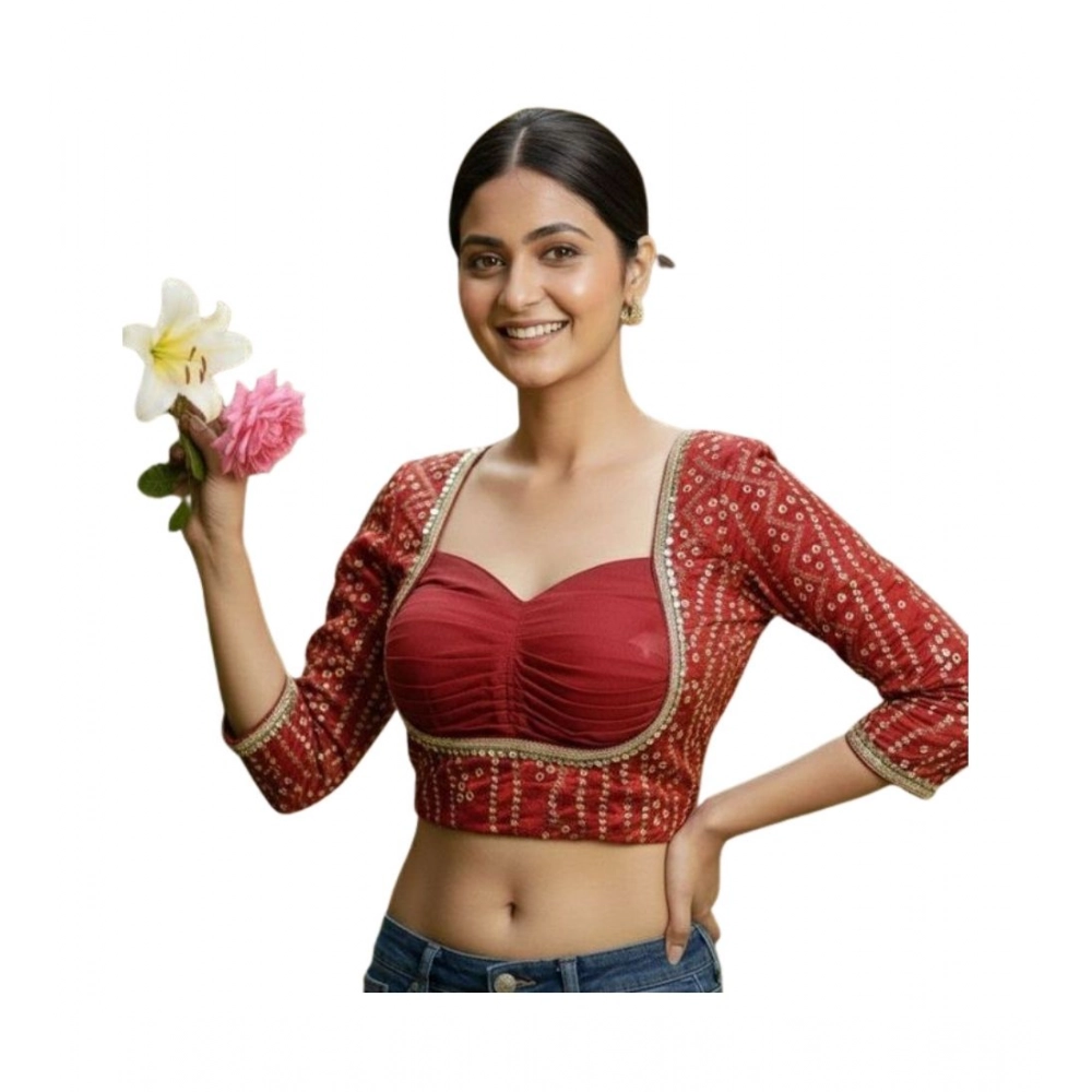 PID-64591-Women-s-Rayon-Foil-Print-Silk-with-Vichitra-Sabyasachi-Style-Round-Neck-Padded-Blouse-Ma-1000x1000-1.webp Generic Women's Rayon Sabyasachi Style Round Neck Padded Blouse (Maroon, 38 Ready Size (Self-Alterable 36–40) - Image 1