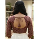 Generic Women's Ajrakh Cotton Halter Neck Padded Blouse (Maroon, 38 Ready Size (Self-Alterable 36–40) - Image 2