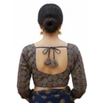 Generic Women's Ajrakh Cotton Halter Neck Padded Blouse (Navy, 38 Ready Size (Self-Alterable 36–40) - Image 2