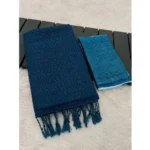 Generic Women's Chiffon Zigzag lines Saree With Unstitched Blouse 5.5Mtr (Blue) - Image 2