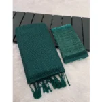 Generic Women's Chiffon Zigzag lines Saree With Unstitched Blouse 5.5Mtr (Green) - Image 2