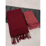 Generic Women's Chiffon Zigzag lines Saree With Unstitched Blouse 5.5Mtr (Maroon) - Image 2