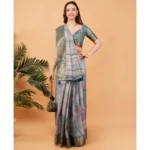 Generic Women's Polyester Printed Saree With Unstitched Blouse 5.5 Mtr (Multicolor) - Image 4