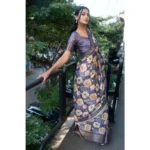 Generic Women's Polyester Printed Saree With Unstitched Blouse 5.5 Mtr (Purple) - Image 2