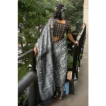 Generic Women's Polyester Printed Saree With Unstitched Blouse 5.5 Mtr (Grey) - Image 3