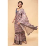 Generic Women's Polyester Printed Saree With Unstitched Blouse 5.5 Mtr (Multicolor) - Image 3