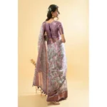 Generic Women's Polyester Printed Saree With Unstitched Blouse 5.5 Mtr (Light Purple) - Image 3