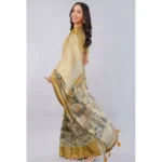 Generic Women's Polyester Printed Ready To Wear Saree With Unstitched Blouse 5.5 Mtr (Gold) - Image 3