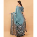Generic Women's Polyester Printed Saree With Unstitched Blouse 5.5 Mtr (Blue) - Image 2