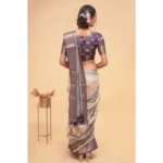 Generic Women's Polyester Printed Saree With Unstitched Blouse 5.5 Mtr (Off-White) - Image 4