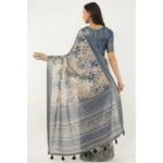 Generic Women's Polyester Printed Saree With Unstitched Blouse 5.5 Mtr (Multicolor) - Image 3