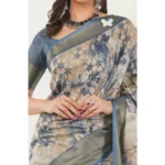 Generic Women's Polyester Printed Saree With Unstitched Blouse 5.5 Mtr (Multicolor) - Image 2