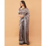 Generic Women's Polyester Printed Saree With Unstitched Blouse 5.5 Mtr (Multicolor) - Image 4