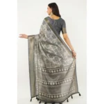 Generic Women's Polyester Printed Saree With Unstitched Blouse 5.5 Mtr (Grey) - Image 3