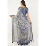 Generic Women's Polyester Printed Saree With Unstitched Blouse 5.5 Mtr (Grey) - Image 2