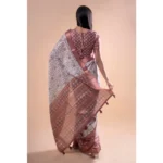 Generic Women's Polyester Printed Saree With Unstitched Blouse 5.5 Mtr (Off-White) - Image 3