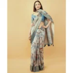 Generic Women's Polyester Printed Saree With Unstitched Blouse 5.5 Mtr (Multicolor) - Image 4