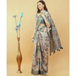 Generic Women's Polyester Printed Saree With Unstitched Blouse 5.5 Mtr (Multicolor) - Image 3