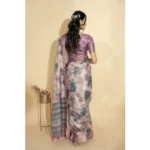 Generic Women's Polyester Printed Saree With Unstitched Blouse 5.5 Mtr (Multicolor) - Image 3