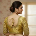 Generic Women's Phantom Silk Embroidered Designer Neck Padded Blouse (Beige 38 Ready (Alterable up to 42) - Image 2