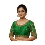 Generic Women's Phantom Silk Embroidered Designer Neck Padded Blouse (Light Green 38 Ready (Alterable up to 42)